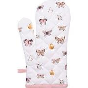 Clayre & Eef Ovenwant  18x30 cm Beige Roze Katoen Vlinders Ovenhandsch...