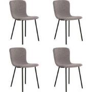 QUVIO Eetkamerstoelen Logan - Polyester - Staal - Lichtgrijs - Set van...