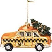 Xmas Hanger - Taxi Cab - Glass - Yellow - 12x6,5x7,5cm