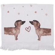 Clayre & Eef Gastendoekje  40x66 cm Beige Bruin Katoen Rechthoek Tecke...