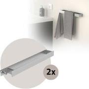 Set van 2 handdoekhouders om te plakken zonder boren met haken 42 cm z...