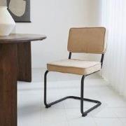 Eetkamerstoel Remo Beige Ribstof - Zonder Armleuningen