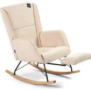 Aemely® Schommelstoel 'Relax' - Beige Ribstof, Blank Hout