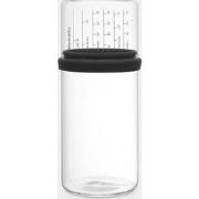 Glazen voorraadbus met maatbeker, 1 liter - Dark Grey
