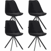 Set van 4 Eetkamerstoelen Jace Velvet Zwart - Zonder Armleuningen
