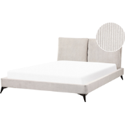 MELLE  - Tweepersoonsbed - Lichtbeige - 160 x 200 cm - Corduroy