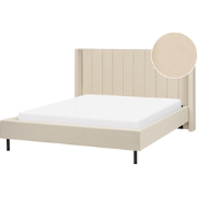 VILETTE  - Tweepersoonsbed - Lichtbeige - 160 x 200 cm - Bouclé