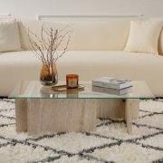 Salontafel Glas Marmerlook Opal 105x65 cm