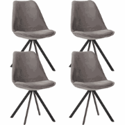 Set van 4 Eetkamerstoelen Jace Velvet Grijs - Zonder Armleuningen