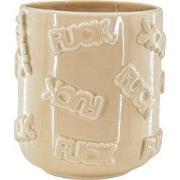 Pot - 'FUCK' - Ceramics - Beige  -17,5x17,5x17,5cm