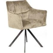 Eetkamerstoel Met Armleuning - Velvet Champagne - Draaibaar - Set van ...