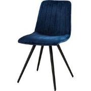 Eetkamerstoel Velvet Blauw - Zwart Metalen Onderstel - Giga Meubel - S...