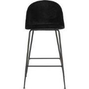 House Nordic Barstoel Lausanne Velvet Zwart - Set van 2