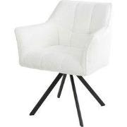Eetkamerstoel Met Armleuning - Bouclé Wit - Draaibaar - Set van 2
