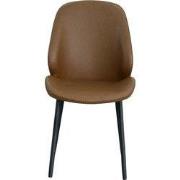 Eetkamerstoel Bruin - Kunstleder - Zithoogte 47cm - Set van 2