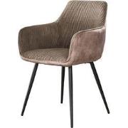 Eetkamerstoel Met Armleuning - Rib Zandkleur - Zithoogte 45cm - Set va...