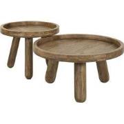 Salontafel Rond - Naturel Mangohout - Set Van 2 - Tripod
