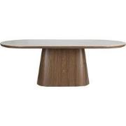 Eettafel Ovaal - Wit/Walnoot - 200x90x77cm - Almira
