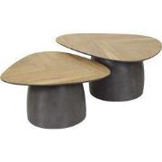 Salontafel Set van 2 - Naturel Teak Fineer - 90x75x40cm - Infinite