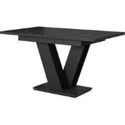 Meubella - Eetkamertafel Moris - Zwart marmerlook - 160 cm - Uitschuif...