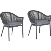 MILETO  - Tuinstoel set van 2 - Donkergrijs - Aluminium