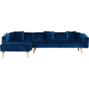 VADSO - Hoekslaapbank - Marineblauw - Rechterzijde - 303 cm - Fluweel