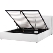 BAJONNA - Bed met opbergruimte - Gebroken wit - 160 x 200 cm - Fluweel