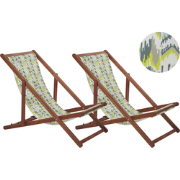 ANZIO  - Strandstoel set van 2 - Donkerhout/Geel - Polyester