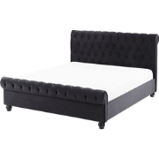 AVALLON  - Tweepersoonsbed - Zwart - 140 x 200 cm - Fluweel