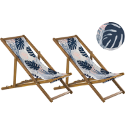 ANZIO  - Strandstoel set van 2 - Lichthout/Blauw/Palm - Polyester