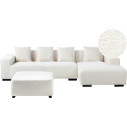 LUNGO - Hoekbank met ottomaan - Wit - Linkerzijde - Bouclé