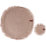 RIBBERY - Set van 12 placemats en onderzetters - Natuurlijk - Jute