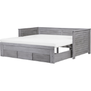 CAHORS - Onderschuifbed - Grijs - 90 x 200 cm - Rubberhout