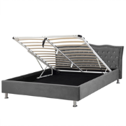 METZ  - Bed met opbergruimte - Donkergrijs - 160 x 200 cm - Fluweel