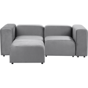 FALSTERBO - Modulaire tweezitsbank met ottomaan - Grijs - Fluweel