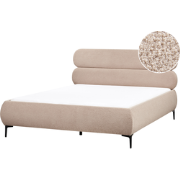 LESSAY - Tweepersoonsbed - Taupe - 160 x 200 cm - Bouclé