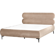 LESSAY - Tweepersoonsbed - Taupe - 160 x 200 cm - Fluweel