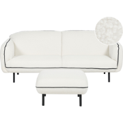 TONSBERG - Driezitsbank met ottomaan - Wit - Bouclé