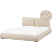 VINAY - Tweepersoonsbed - Lichtbeige - 160 x 200 cm - Bouclé