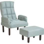 OLAND - Fauteuil met hocker - Mintgroen - Linnen