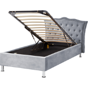 METZ - Bed met opbergruimte - Grijs - 90 x 200 cm - Fluweel