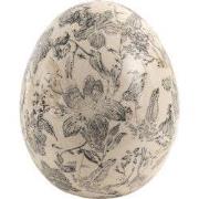Clayre & Eef Beeld Ei Grijs Beige Keramiek Bloemen