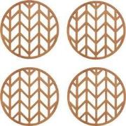 Krumble Pannenonderzetter met pijlen patroon - Bruin - Set van 4