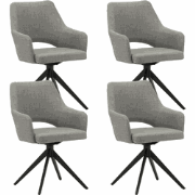 Set van 4 Draaibare Eetkamerstoelen Sid Grijs Stof - Met Armleuningen