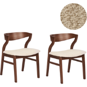 YUBA - Eetkamerstoel set van 2 - Lichtbeige - Bouclé