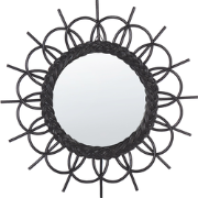 TELAKIA - Wandspiegel - Zwart  - Rotan