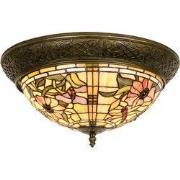 Lumilamp Plafondlamp Tiffany Beige Roze Glas Bloemen
