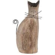 Clayre & Eef Decoratie Beeld Kat Bruin Hout