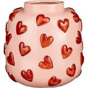 Mica Decorations Vaas Hearts - 28x28x28 cm - Keramiek - Roze