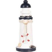Clayre & Eef Decoratie Vuurtoren Wit Blauw MDF